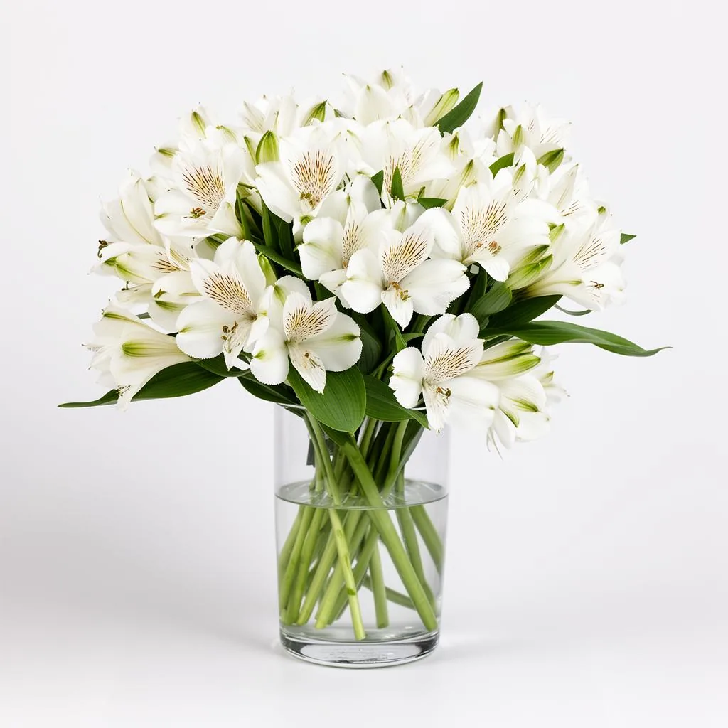 Astromélias Brancas no Vaso de Vidro - Floricultura com entrega no mesmo dia